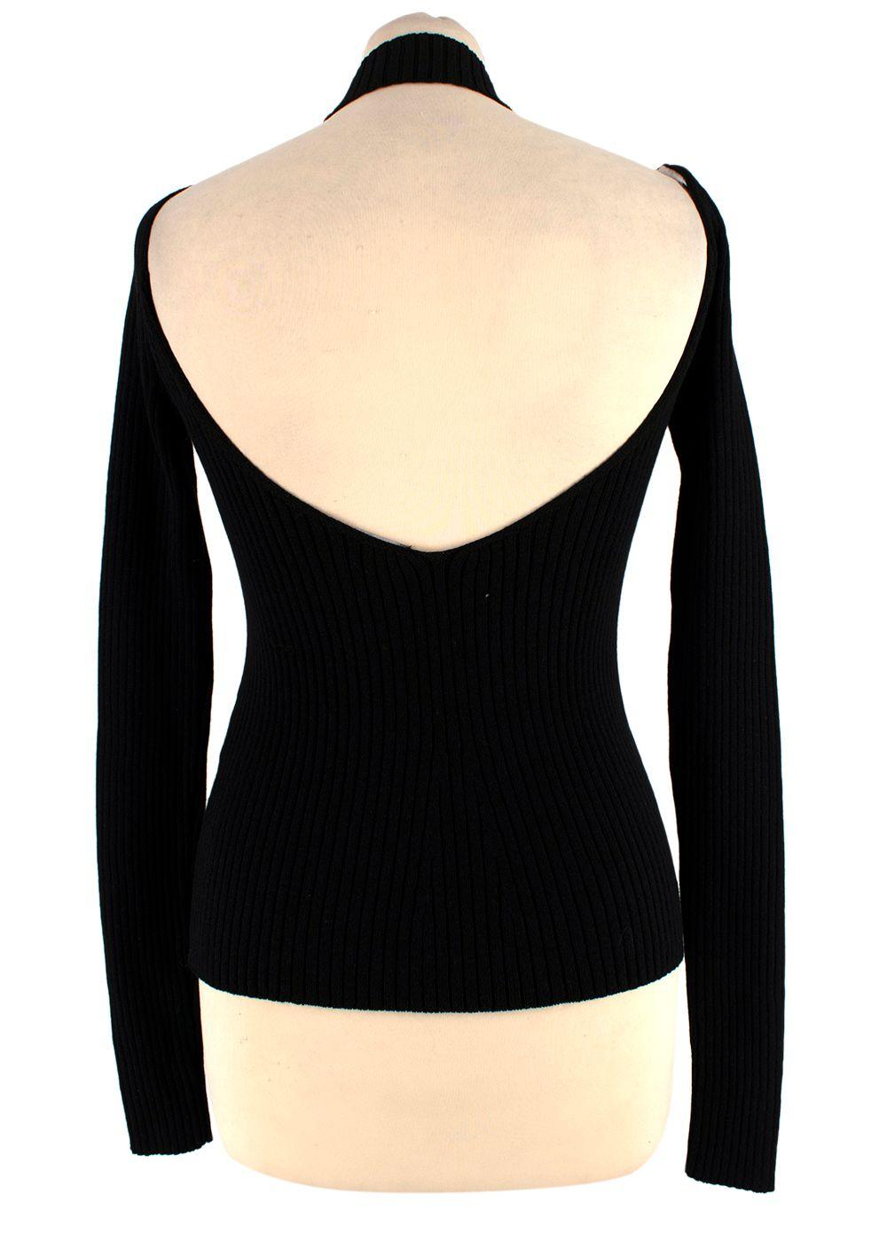 Awake Mode Black Ribbed Backless Top