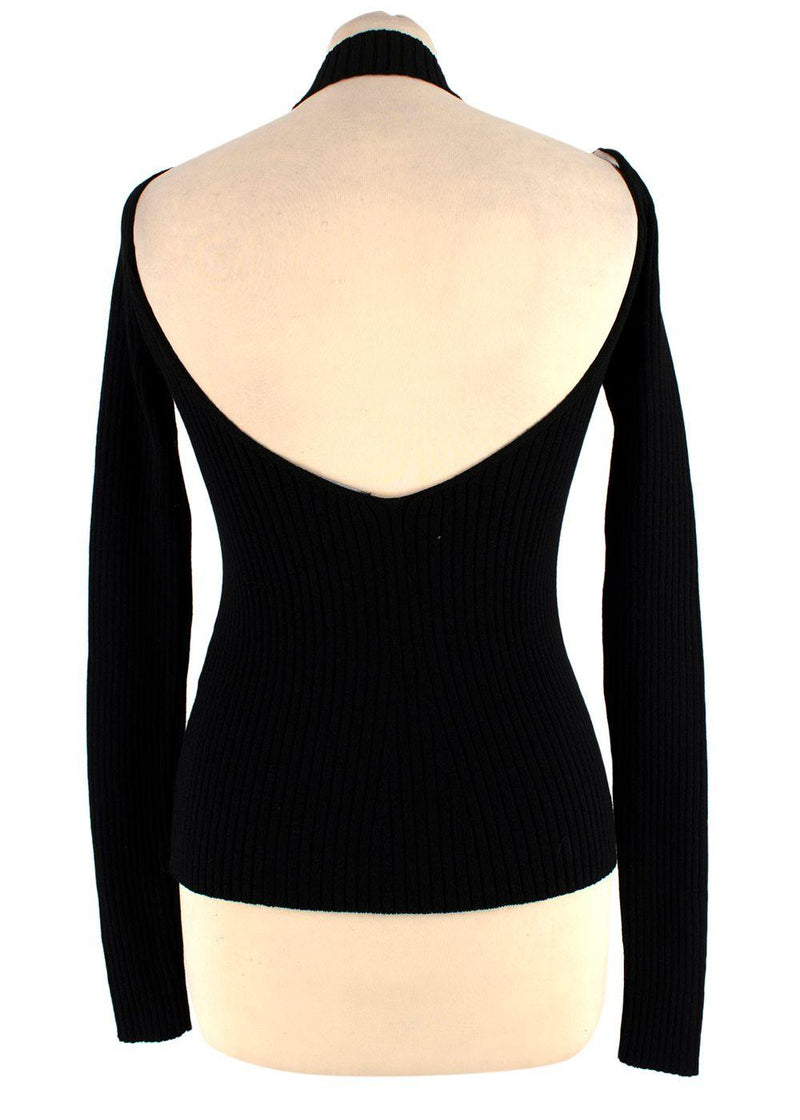 Awake Mode Black Ribbed Backless Top