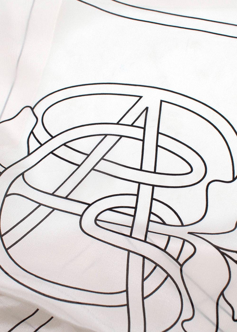 Gallello Atelier Bespoke Cream Printed Silk Scarf