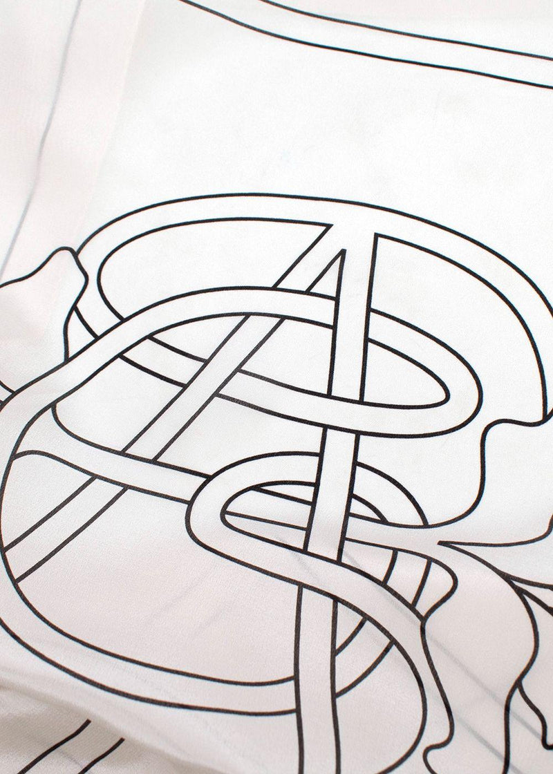 Gallello Atelier Bespoke Cream Printed Silk Scarf