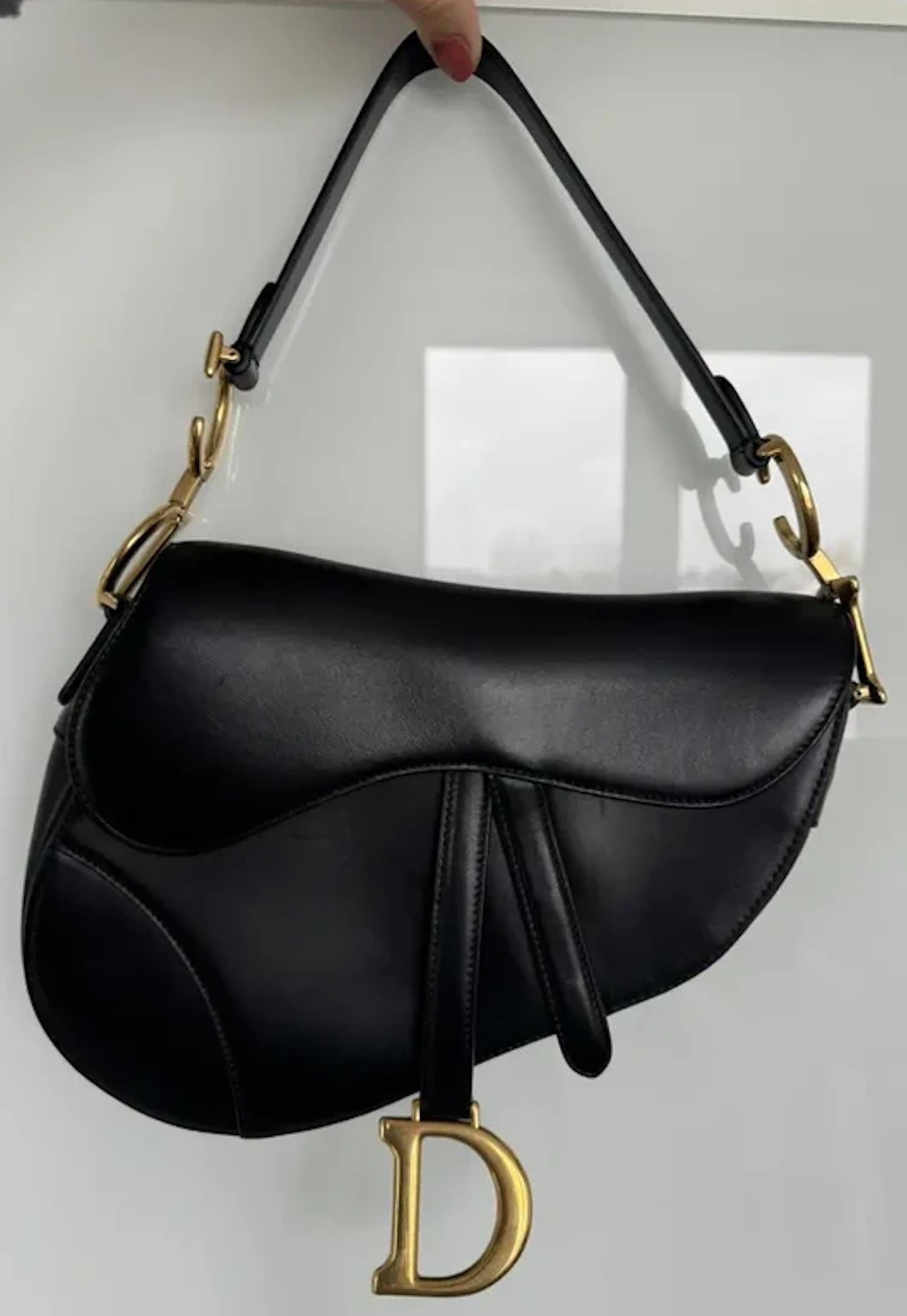 Dior Black Leather Saddle Bag