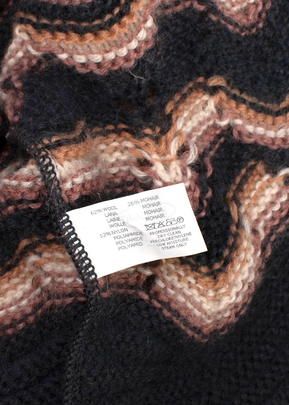 Missoni Grey and Pink Striped Longline Knitted Cardigan