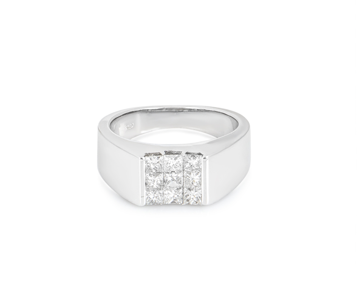 0.7ct Princess Cut Diamond Signet Ring - Size 55