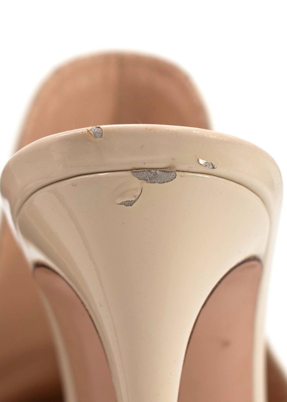 Gianvito Rossi Beige Patent Leather Aramis Mules
