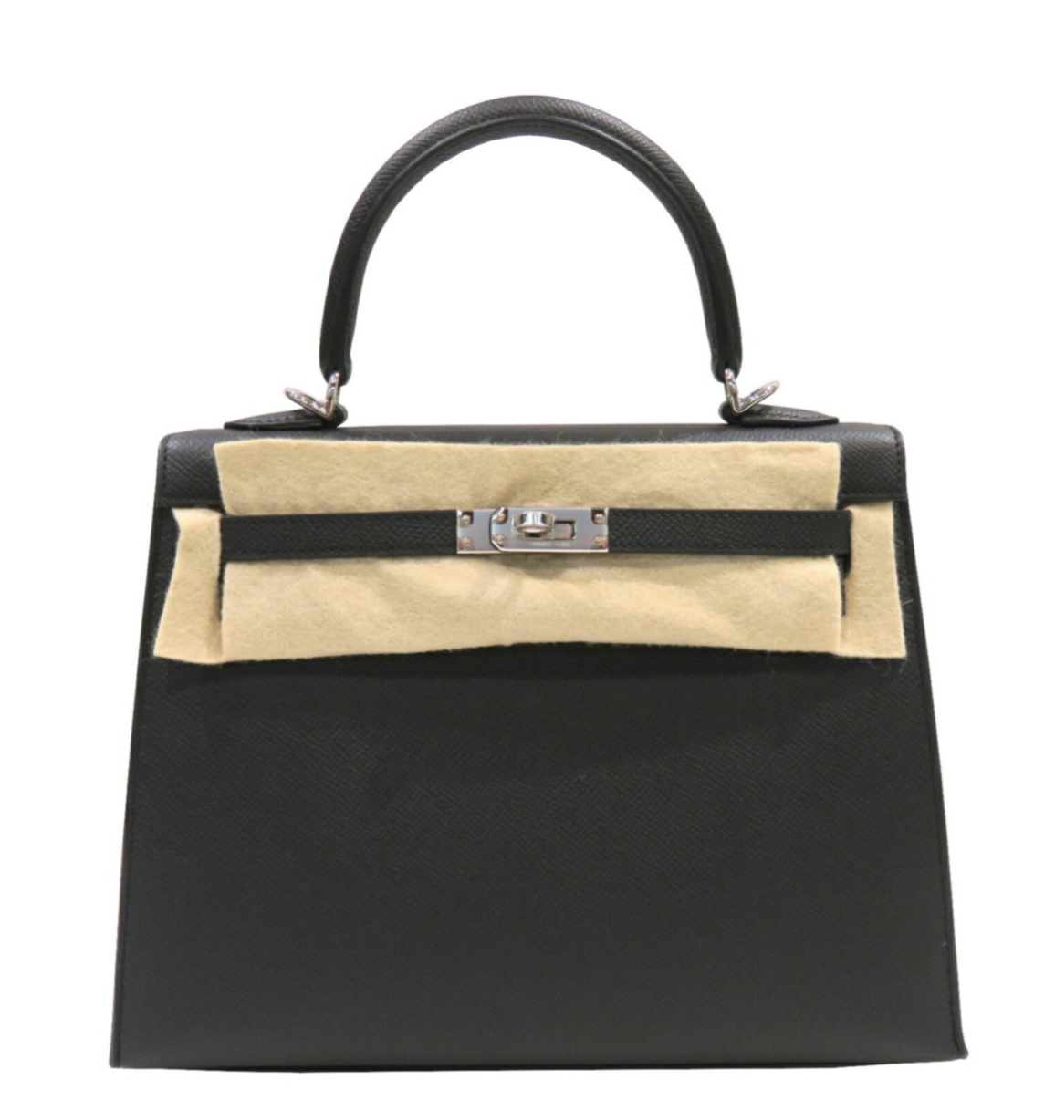 Hermès Kelly 25 Black Epsom With Silver Hardware
