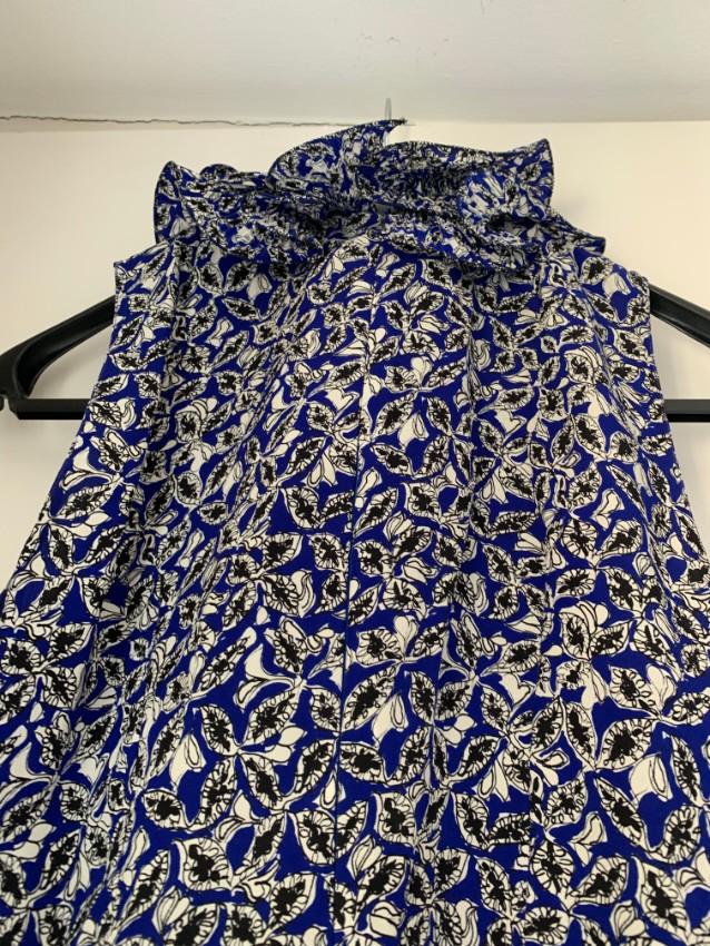 Marni Blue & White Print Ruffled Dress