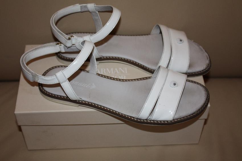 Armani Girl's 38 White Patent Leather Sandals