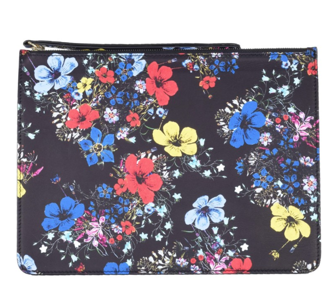 Erdem Black Floral Print Zip-Pouch