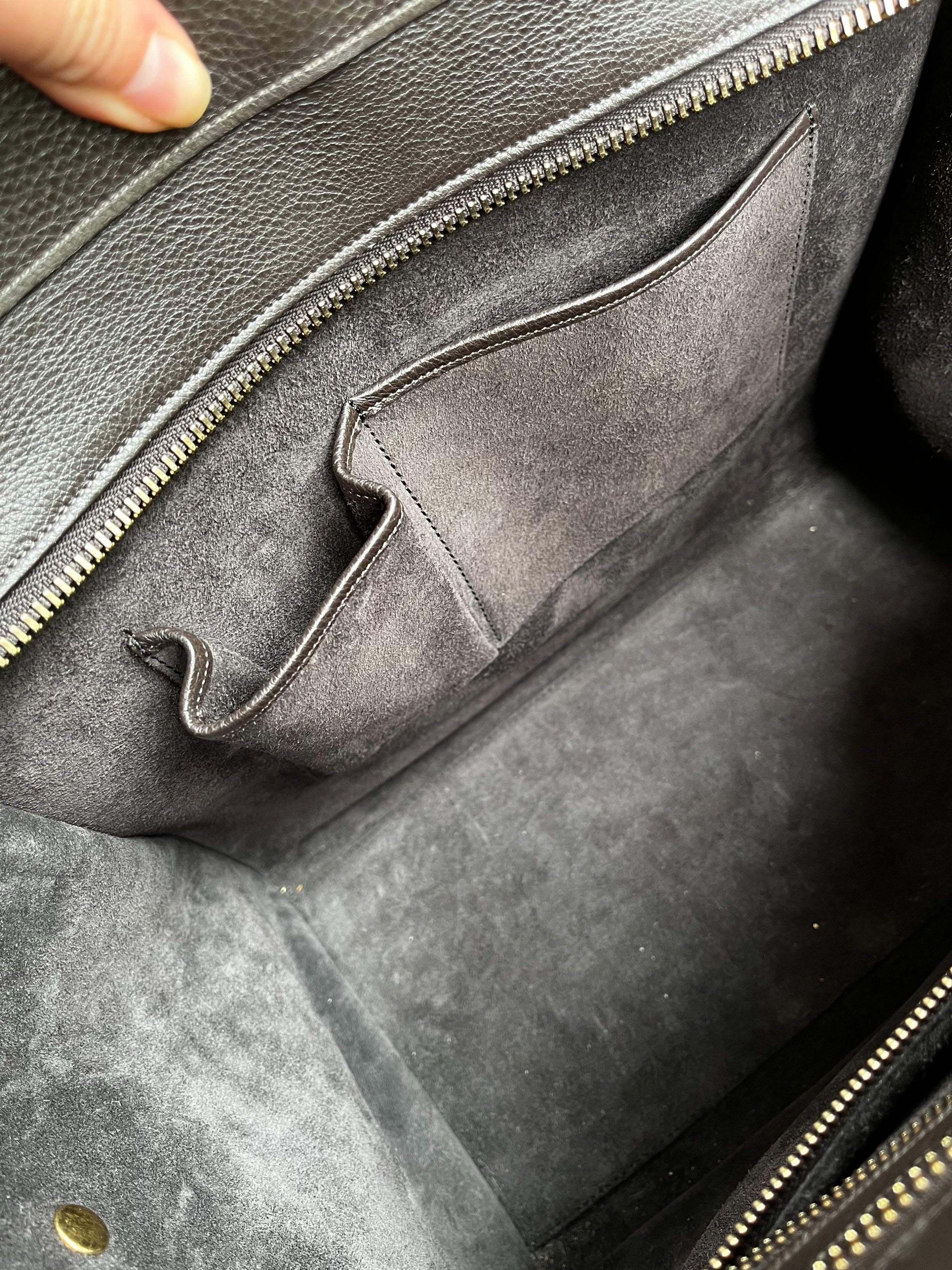 Brown Grained Calfskin Mini Luggage Bag