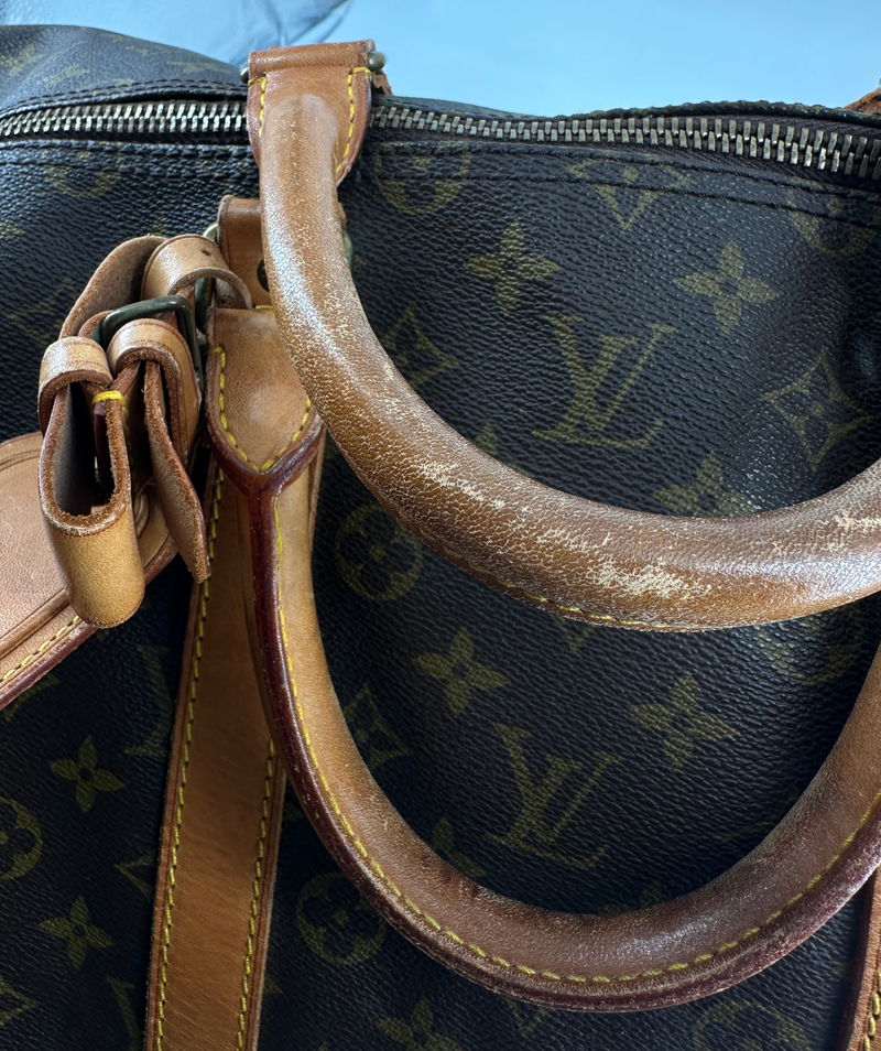 Louis Vuitton Coated Canvas Brown Keepall 55 Bag