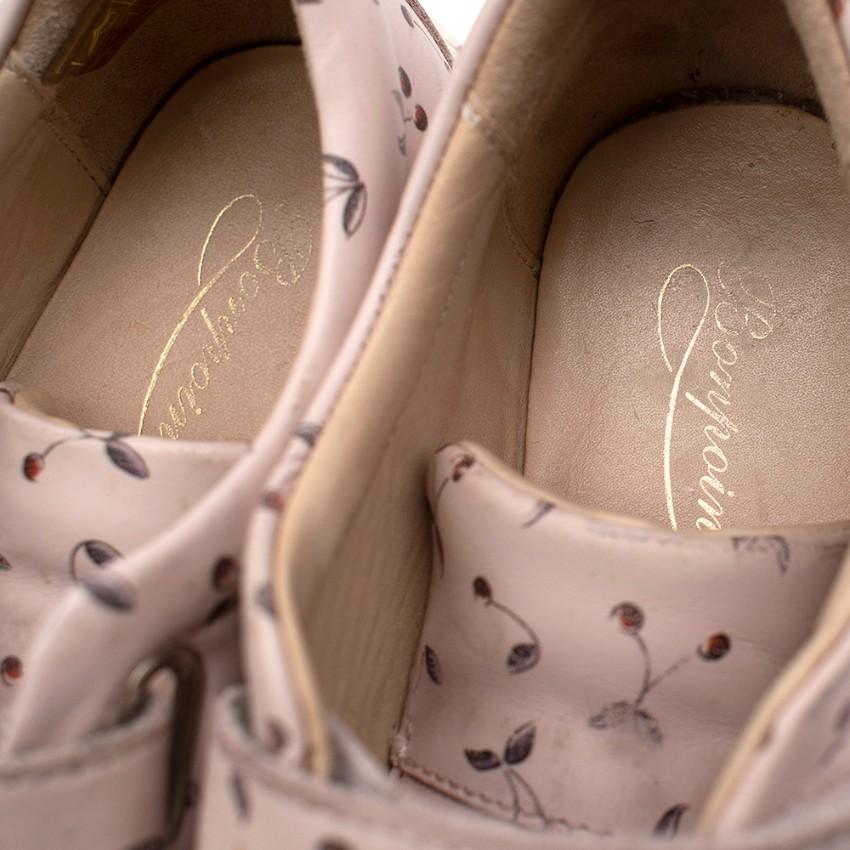 Bonpoint Leather Baby Pink Cherry Motif Low-Top Sneakers