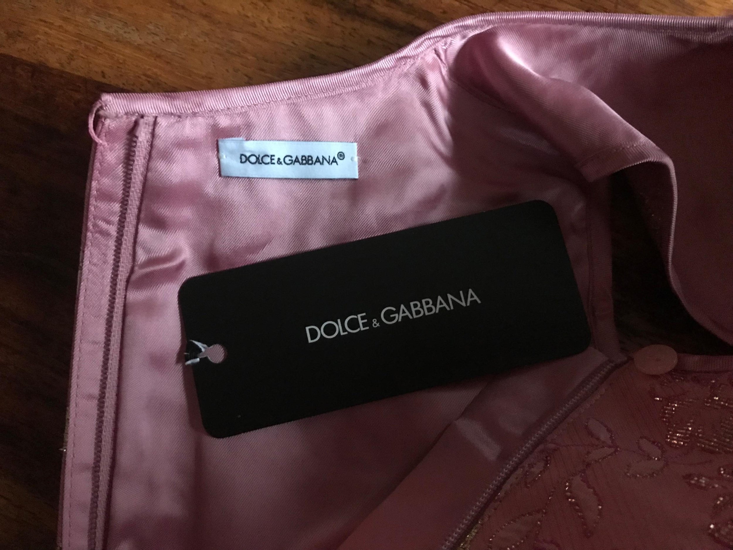 Dolce & Gabbana Kids 11/12Y Pink Brocade Dress