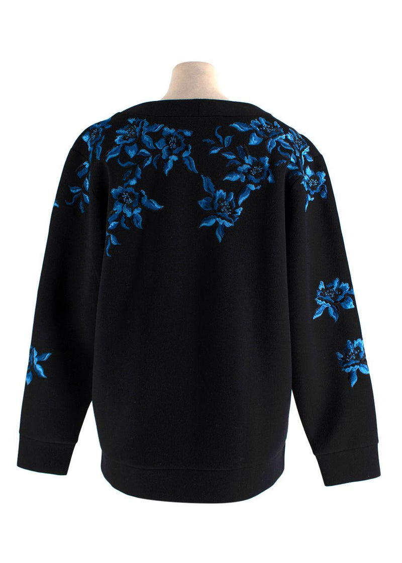 Ermanno Scervino Blue Floral Embroidered Sweatshirt