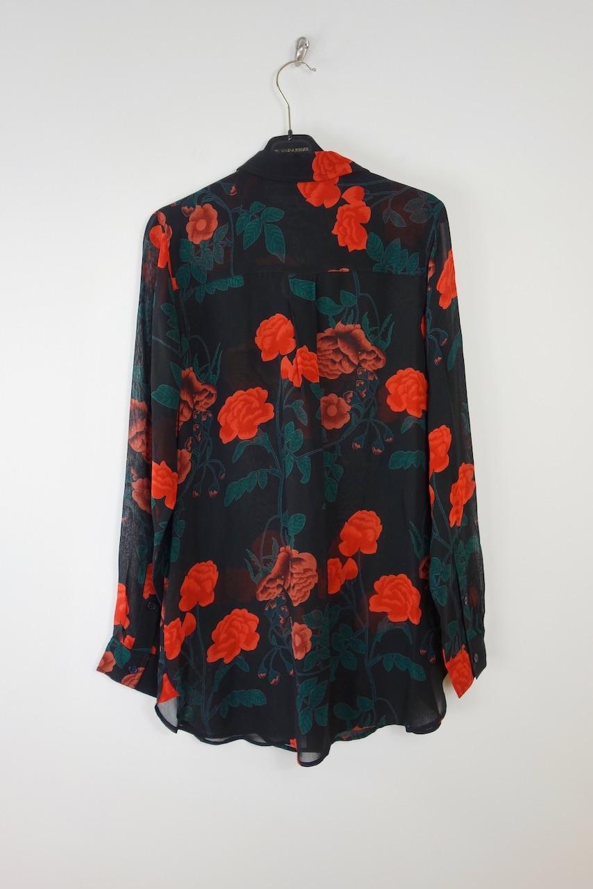 Ganni Black Rose Print Newman Shirt