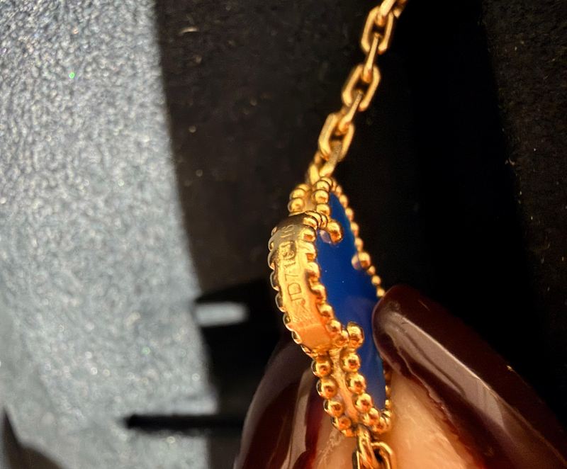Van Cleef & Arpels vintage alhambra bracelet 5 motifs in blue agate