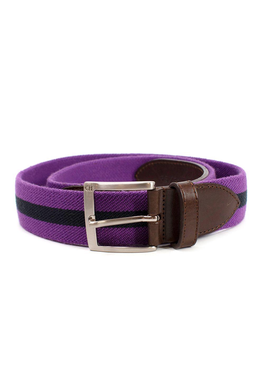 Carolina Hererra Brown Leather & Purple Canvas Belt