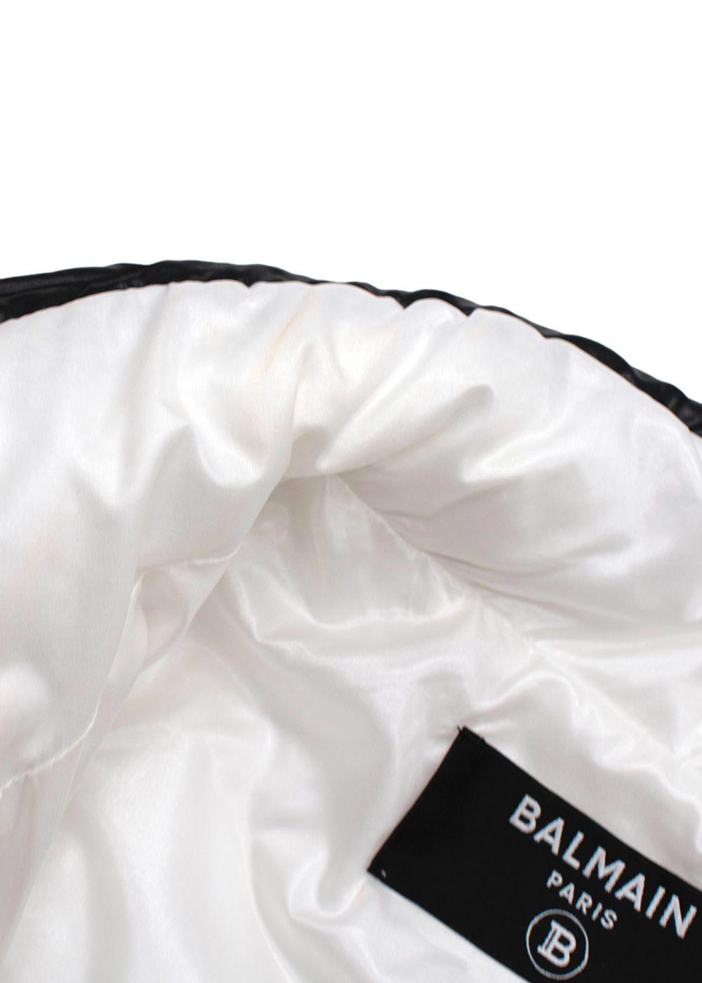 Balmain Black and White Belted Puffer Jacket