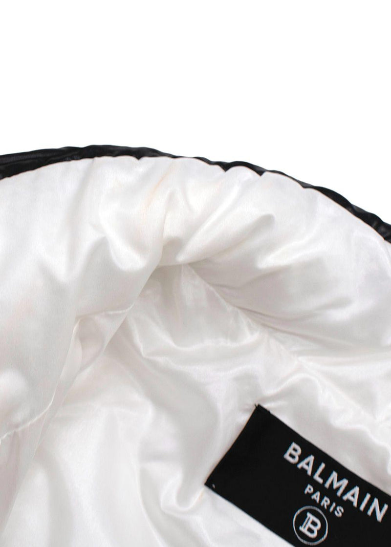 Balmain Black and White Belted Puffer Jacket