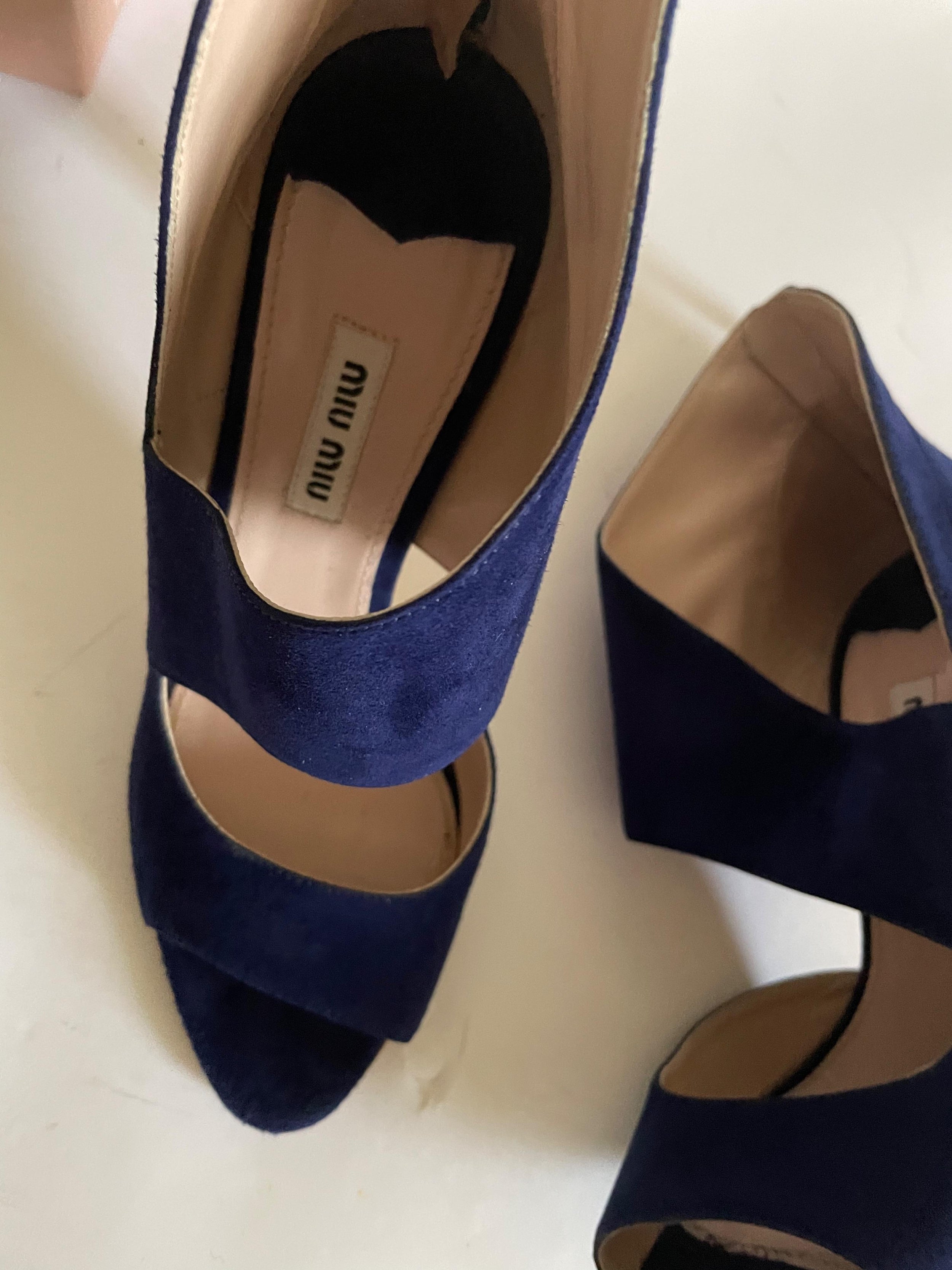 Navy Cutout Suede Pumps