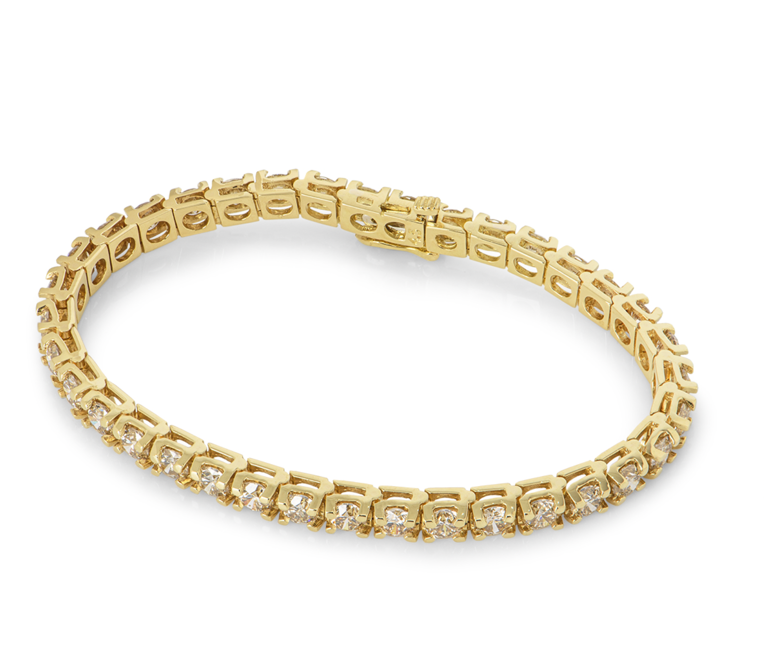 18ct yellow gold & white diamond line bracelet 10.8ct TWD