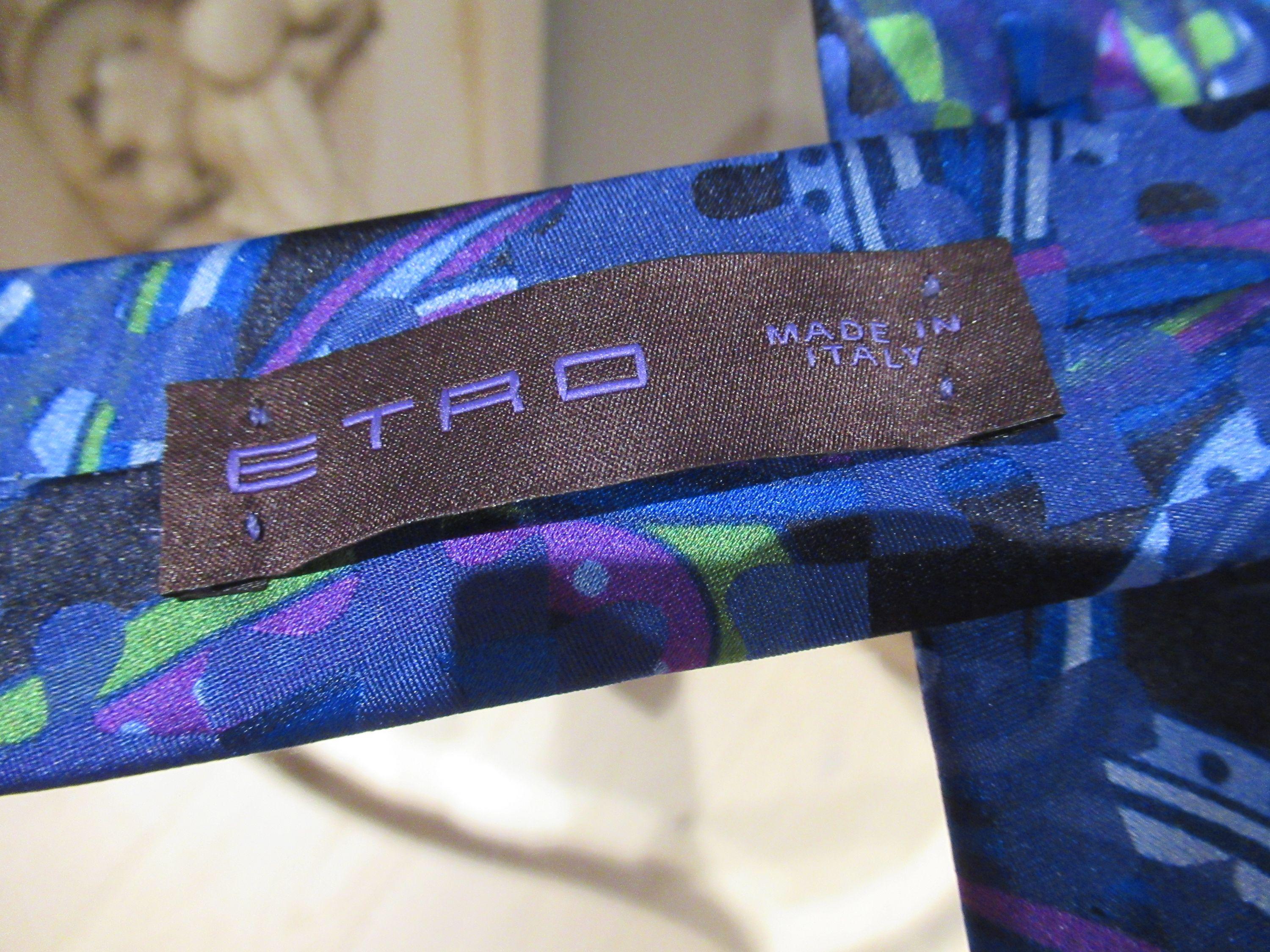 Etro blue Paisley Silk Tie