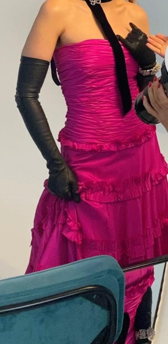 Runway Fuschia Pink Taffeta Gown