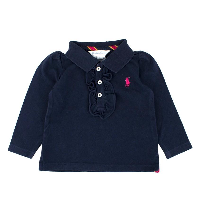 Ralph Lauren Girls 6M Navy Long-sleeved Polo Shirt