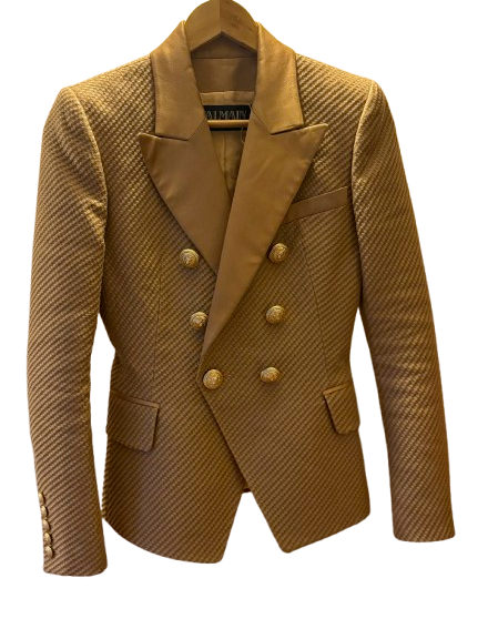 Balmain Silk/Cotton Double Breasted Blazer