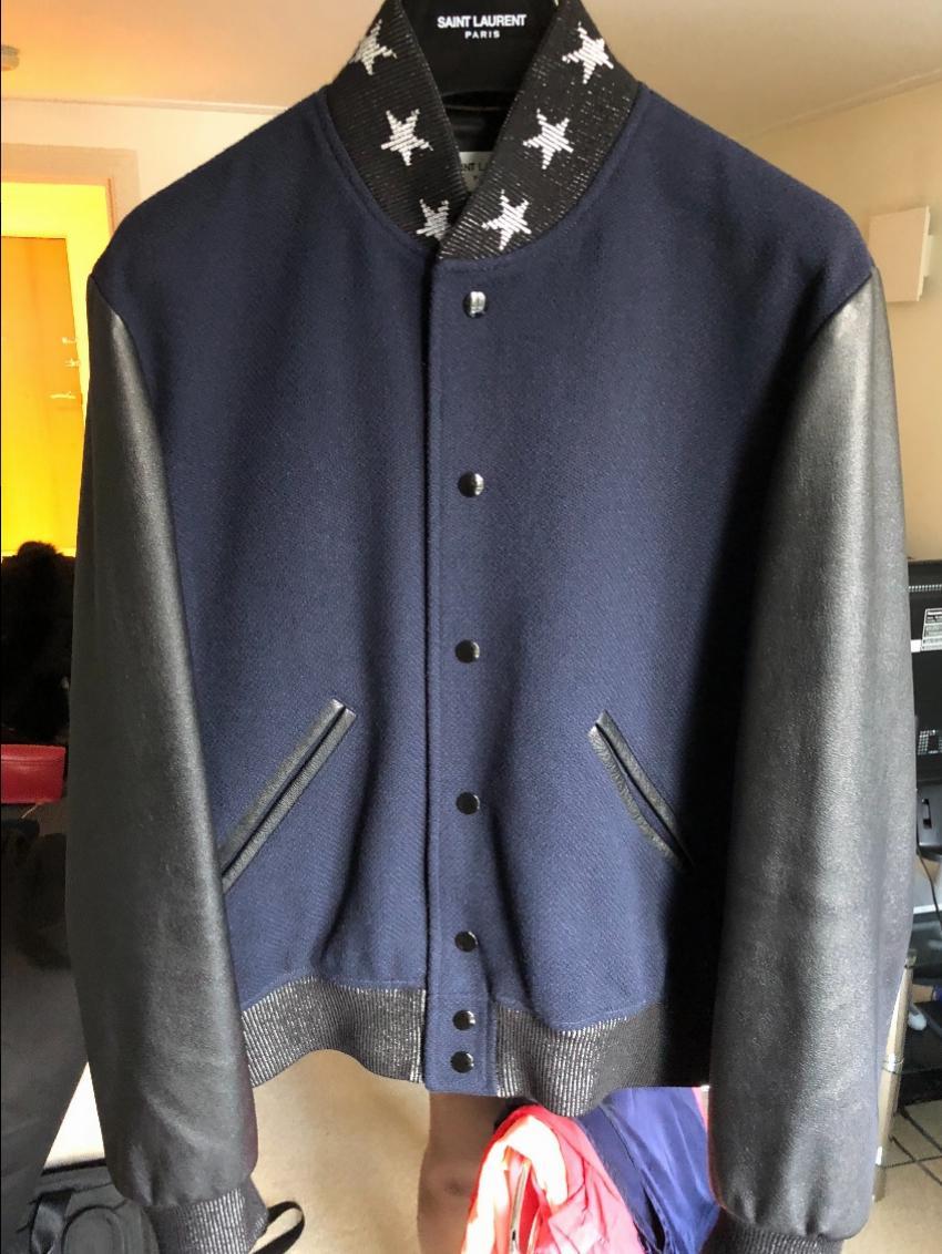 Saint Laurent Navy America Varsity Teddy Jacket