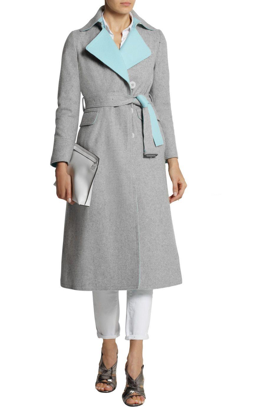 Sacai Soft Grey Wool Blend Trench Coat