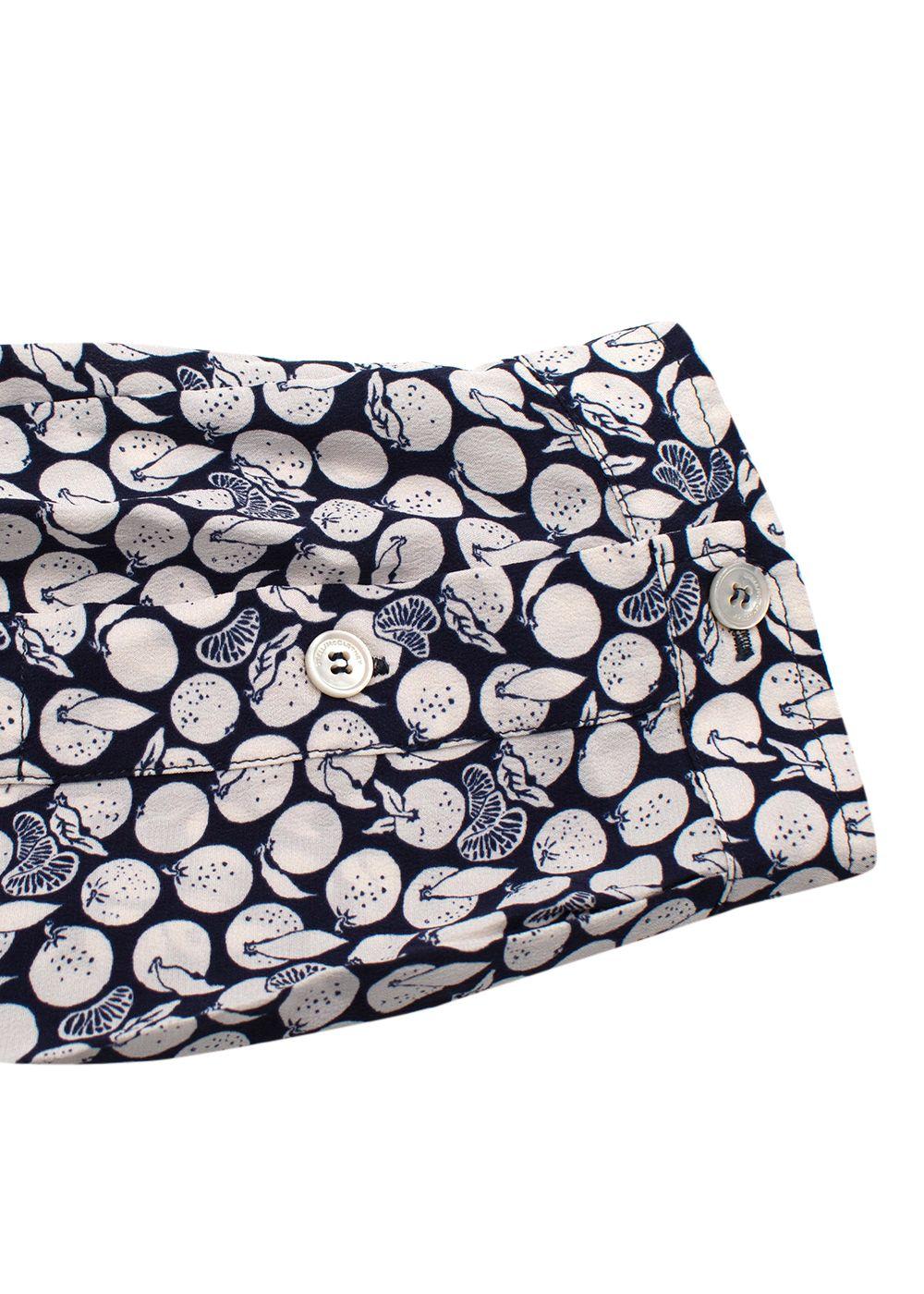Stella McCartney Navy Lemon Print Silk Shirt