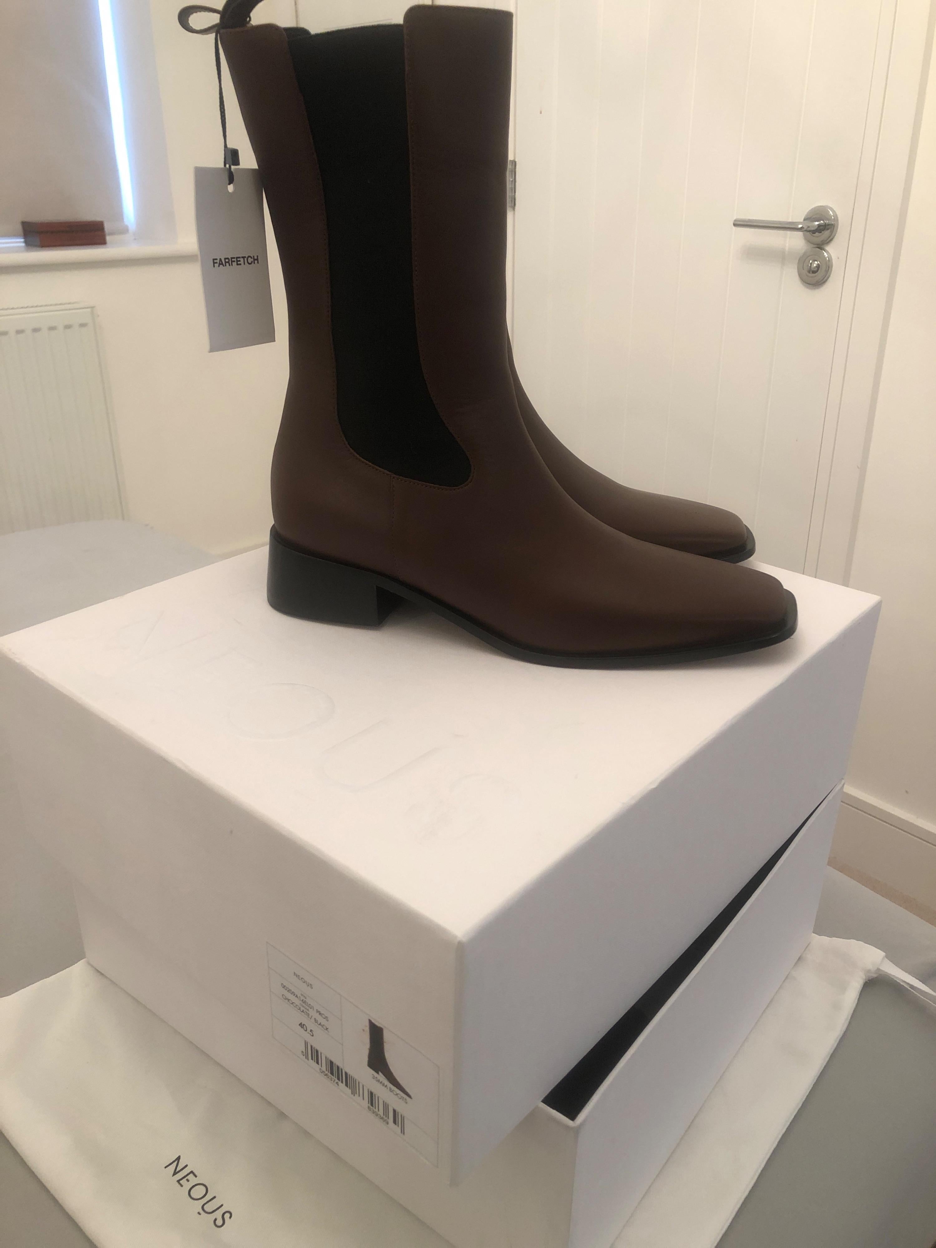 Neous Brown Leather Mid-Length Chelsea Boots
