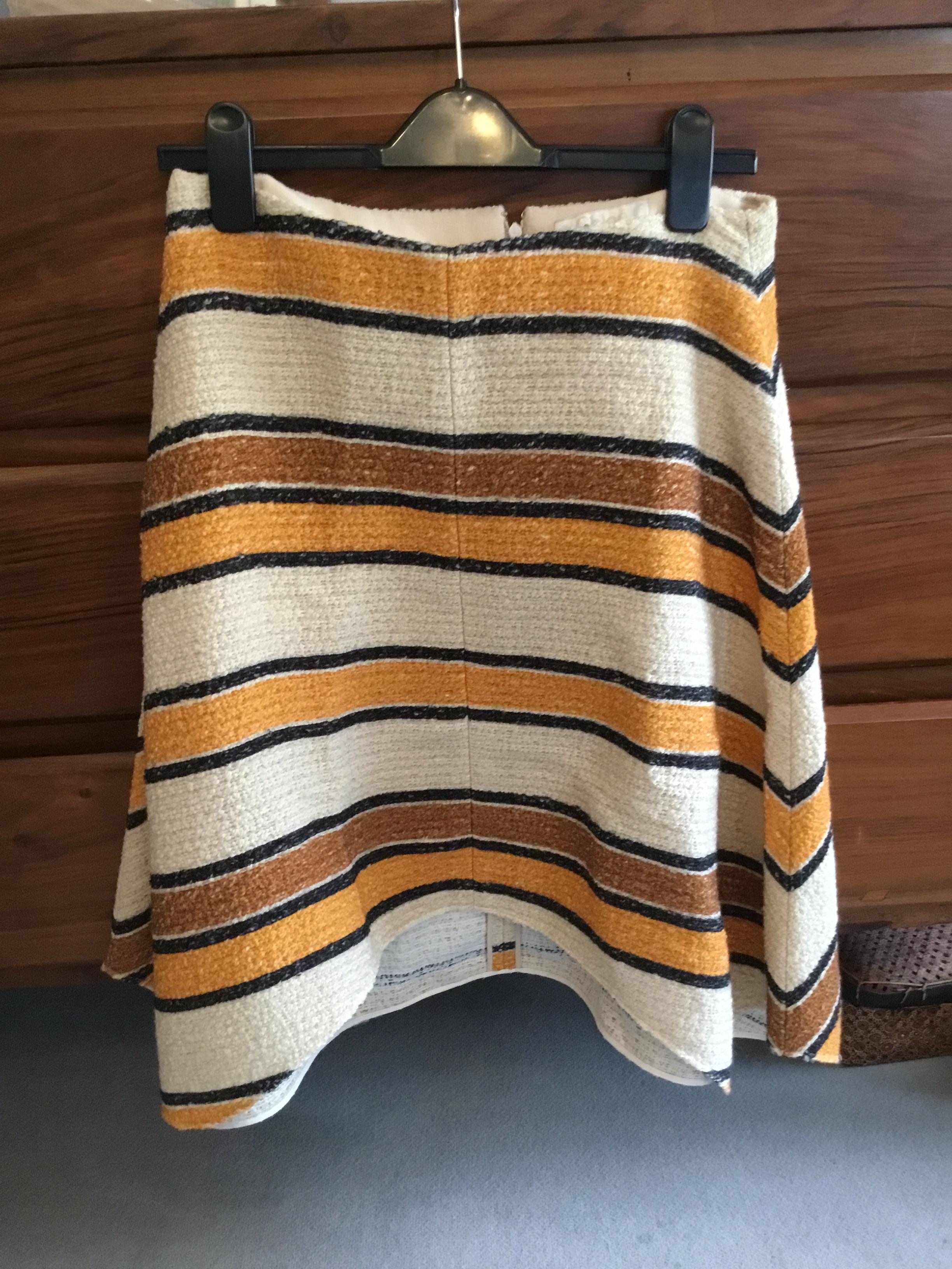Asymmetrical Striped Wool Skirt