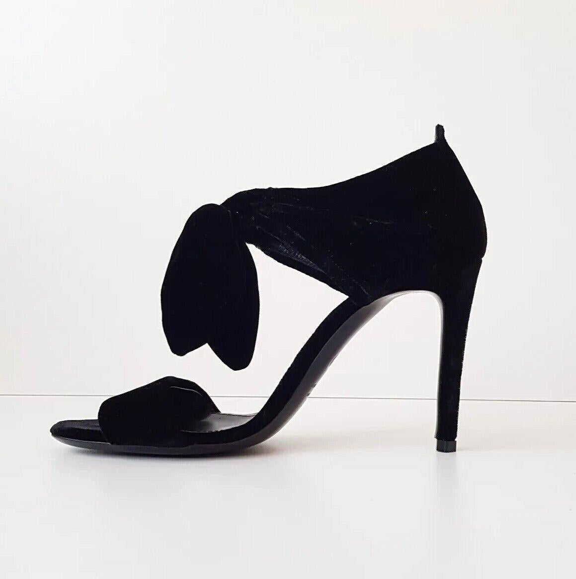 Black Velvet Bow Trim Sandals