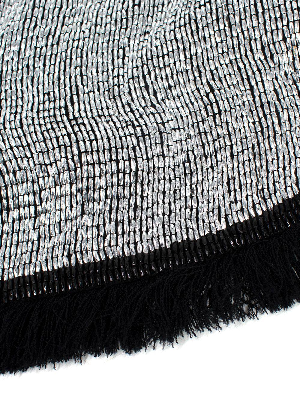 Tom Ford Silver Silk Beaded Mini Skirt