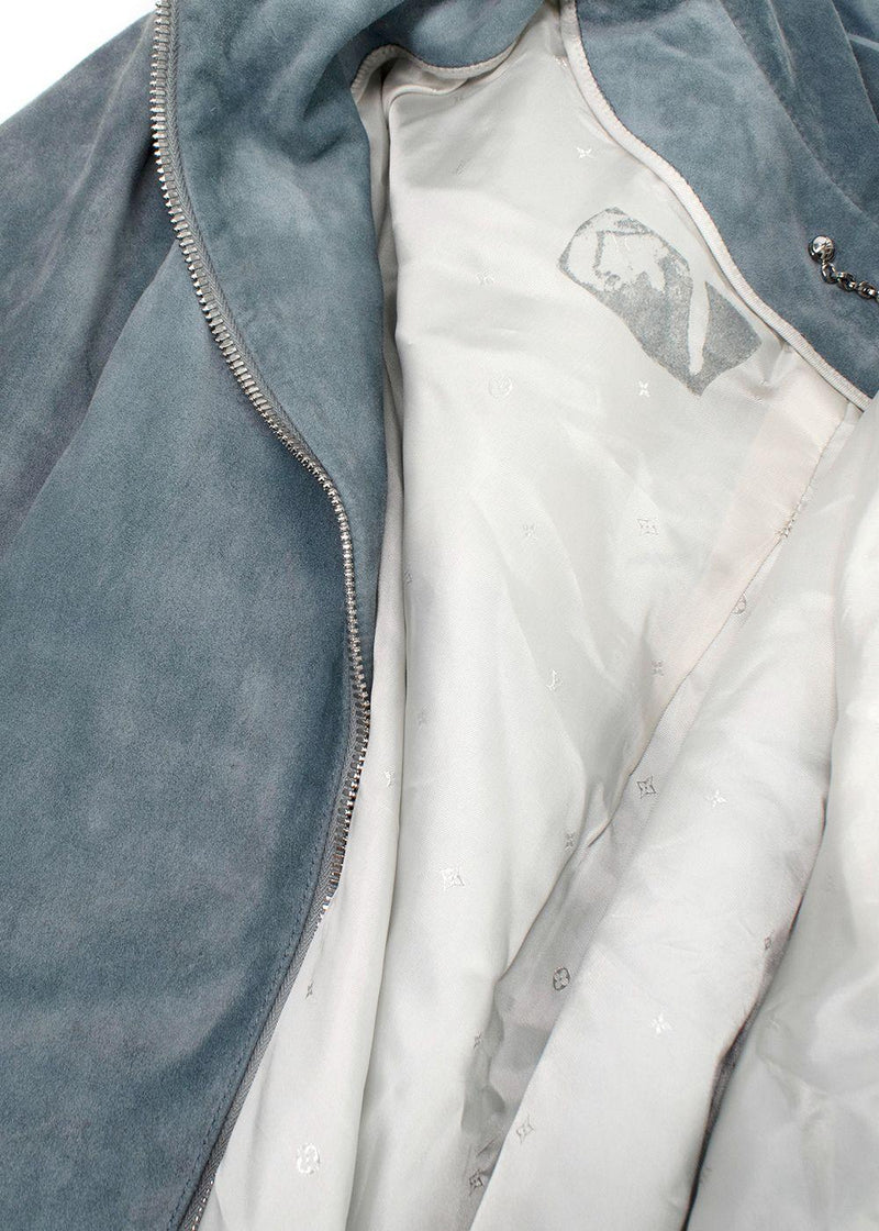 Louis Vuitton Bleu Gris Suede Bomber Jacket