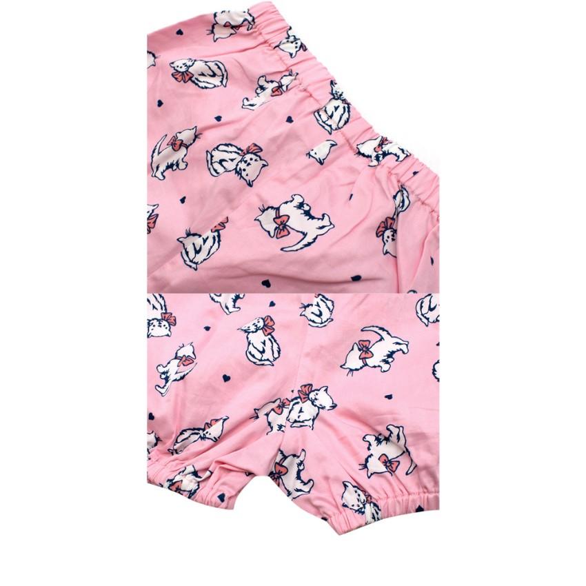 Rachel Riley Pink Cat Pattern Dress and Shorts Two Piece