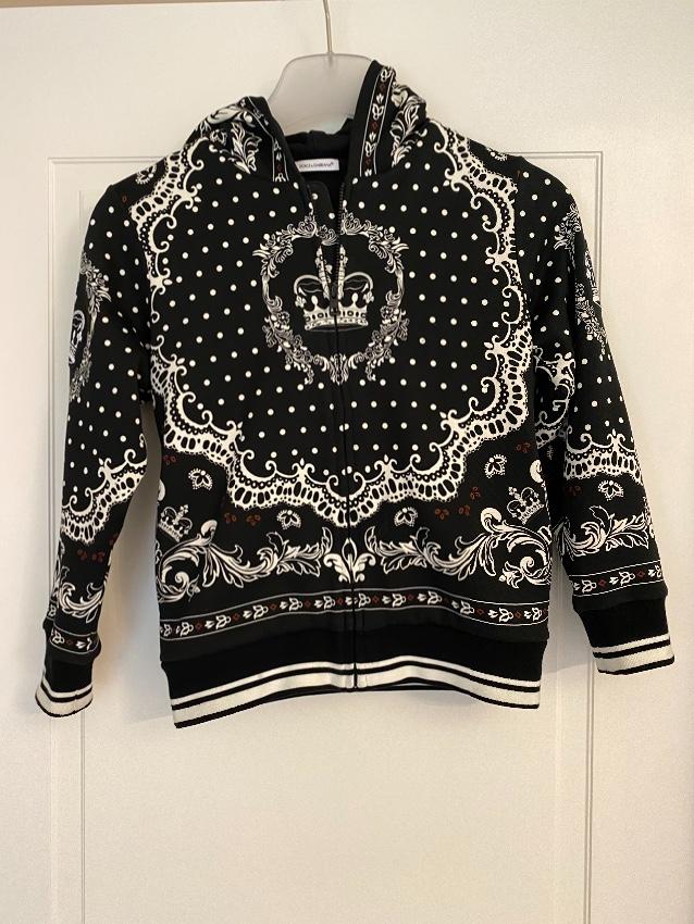 Dolce & Gabbana Kids 7-8Y Crown Print Zip Hoodie