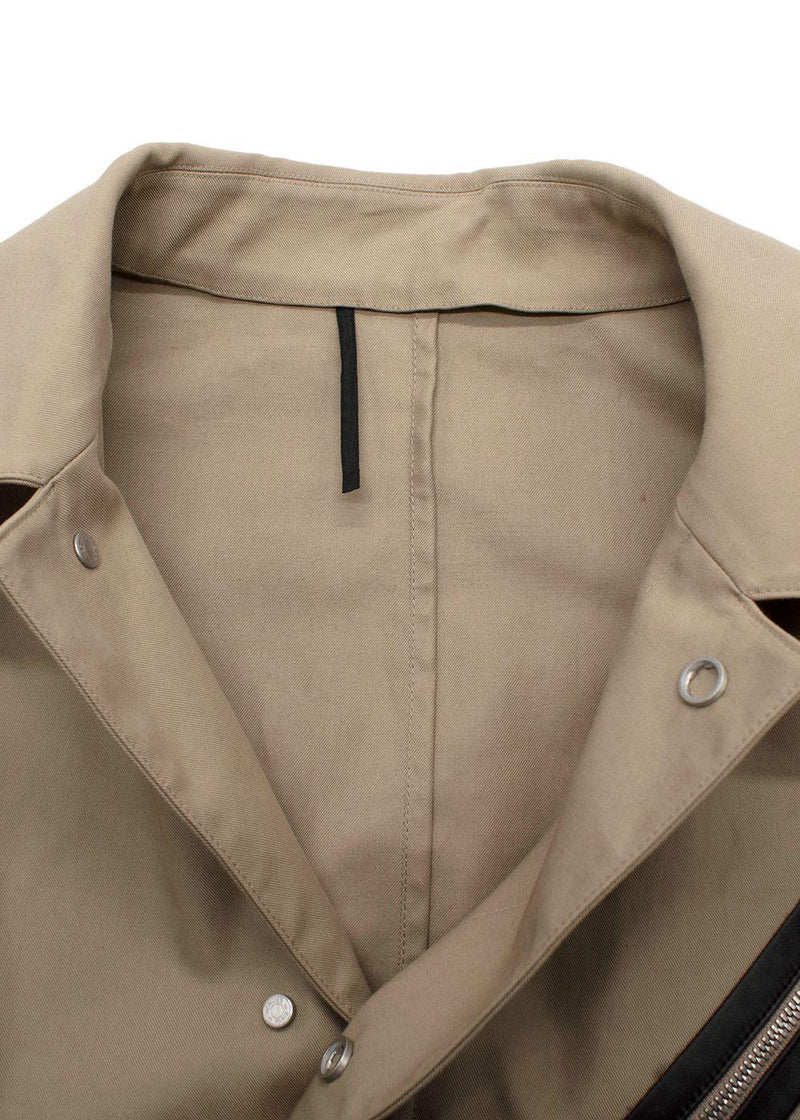 Hermes Neutral Beige Trench Coat with Brown Leather Inserts