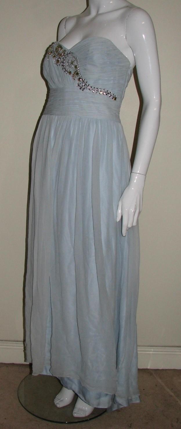 Marchesa Notte light-blue embellished strapless gown