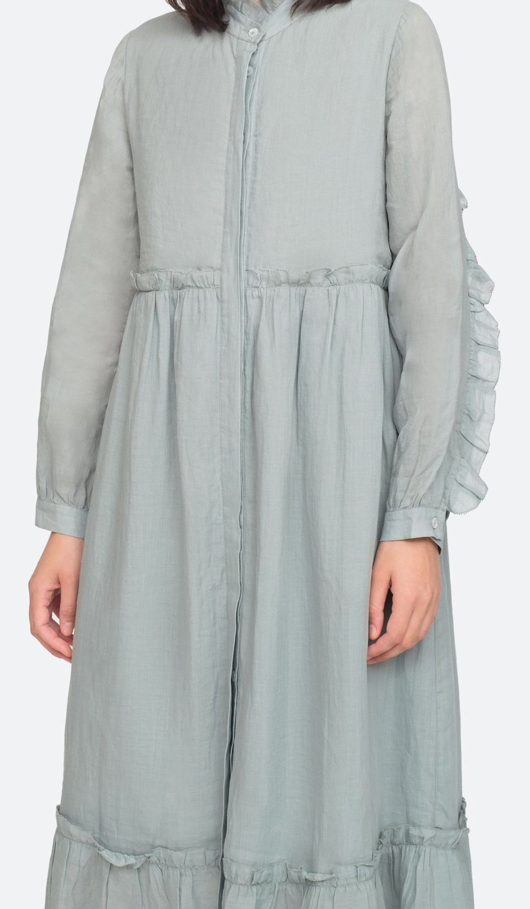Sea New York Ruffled Sage Green Midi Dress