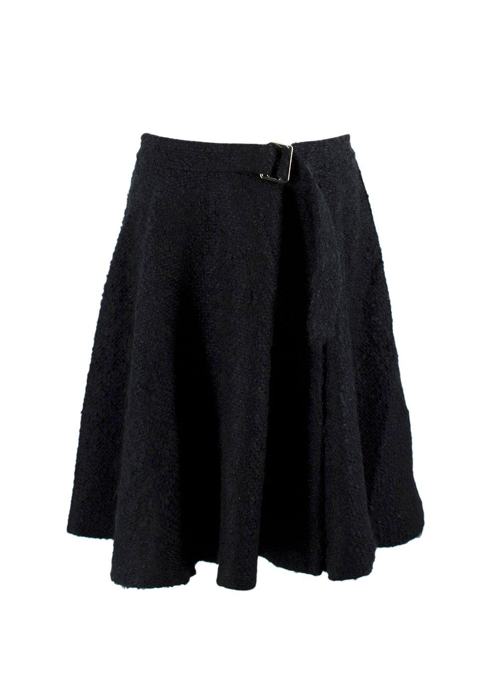 Dior Navy Mohair-blend Belted Skirt