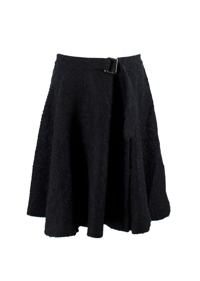 Dior Navy Mohair-blend Belted Skirt