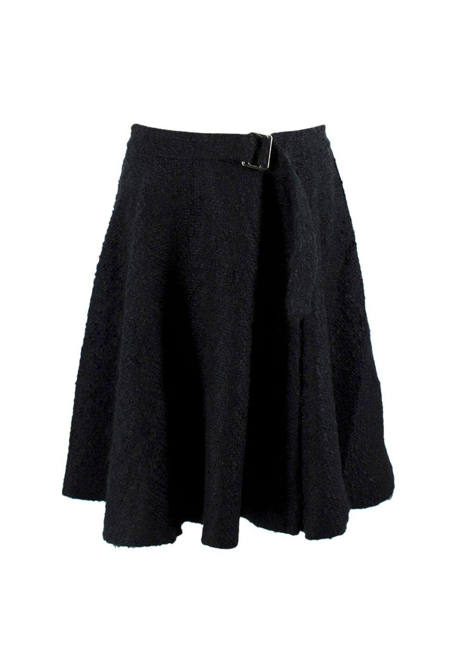 Dior Navy Mohair-blend Belted Skirt
