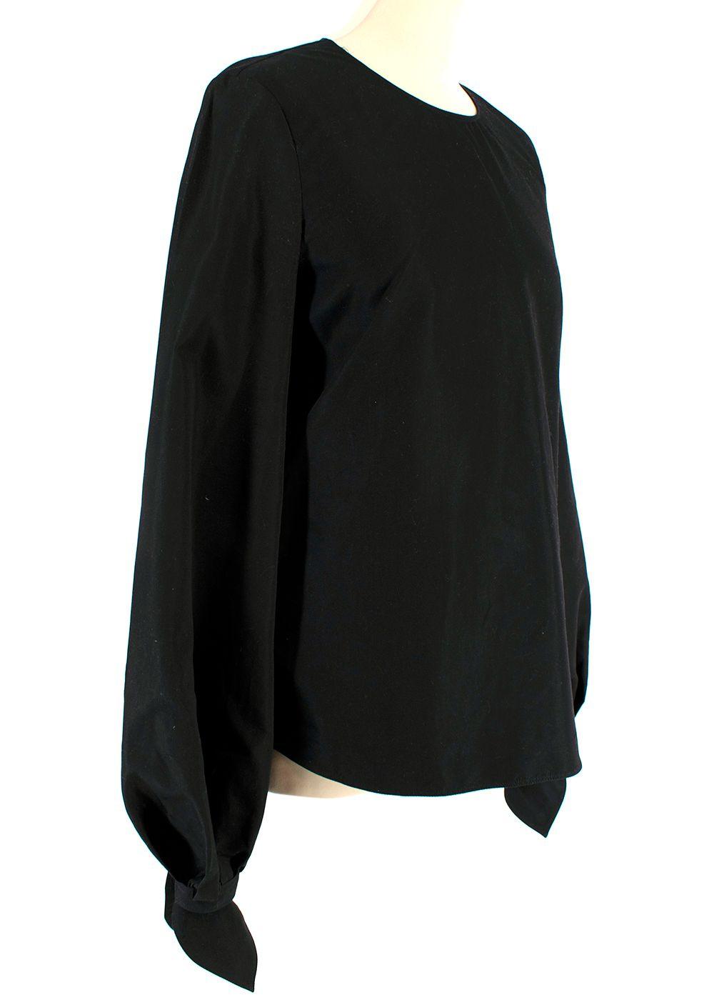 YSL Black Cotton Bow Detail  Blouse