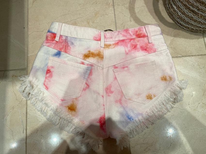 Isabel Marant Denim Distressed Bleached Tie-Dye Shorts