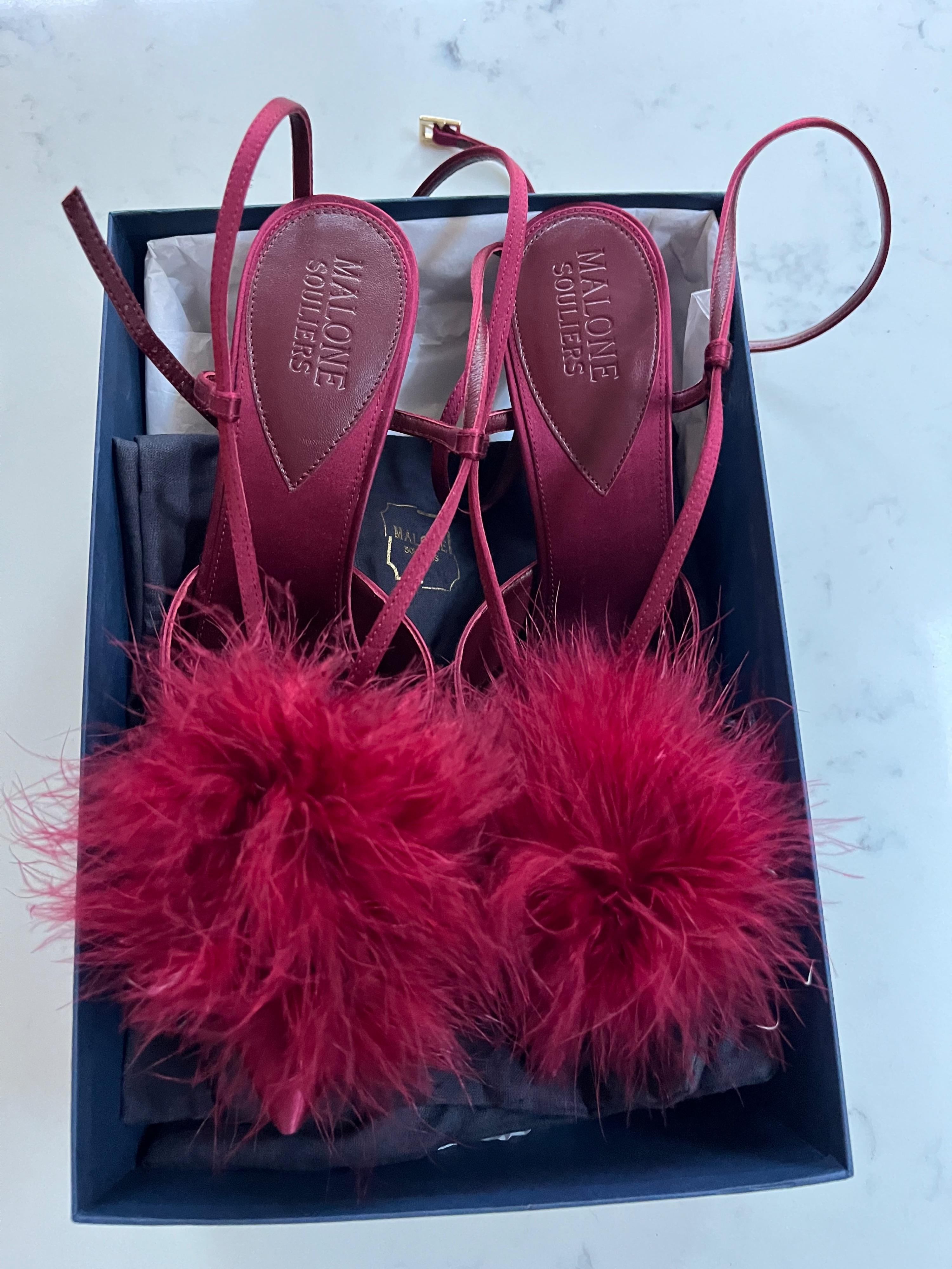 Malone Souliers Rafaela Red Pompom Sandals