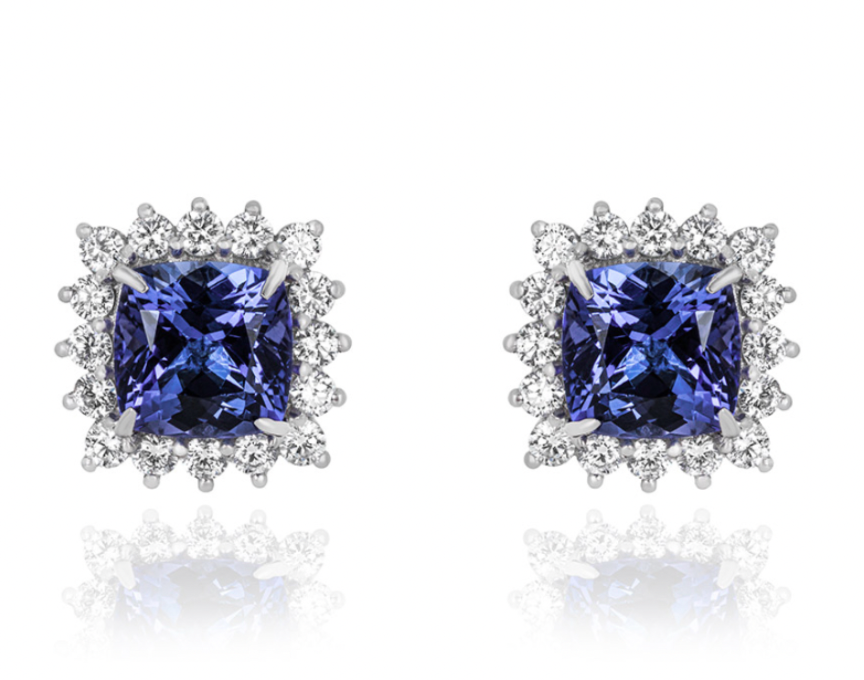 Platinum Set Diamond & Tanzanite Earrings