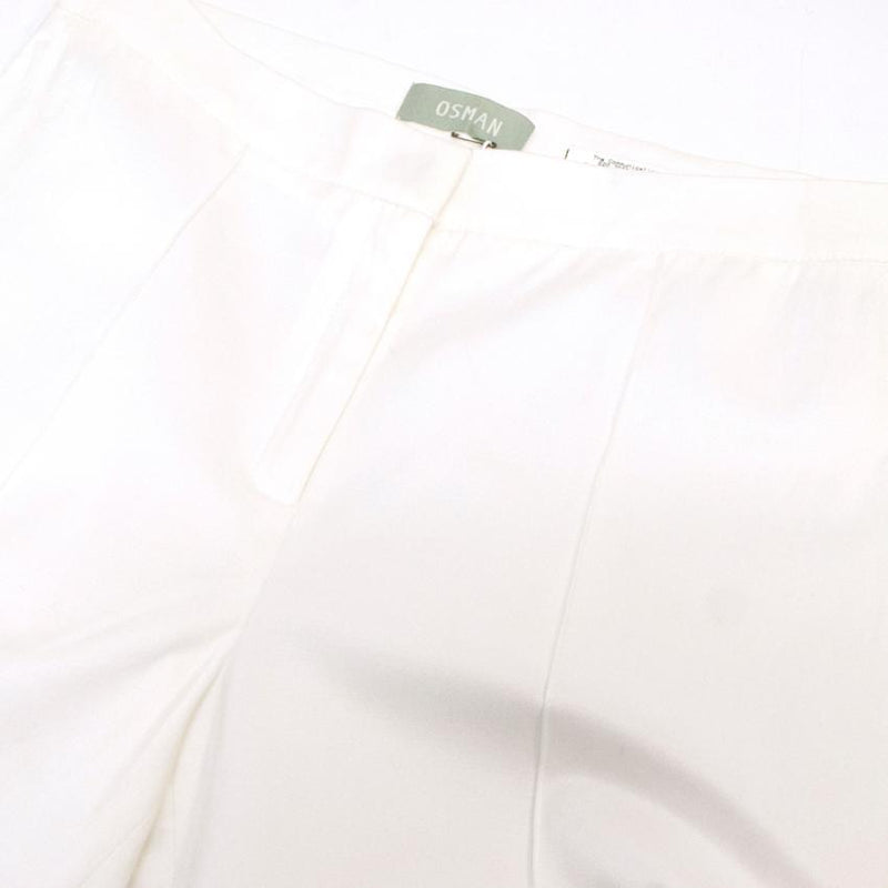 Osman Cream Skinny Trousers With Ankle Zips