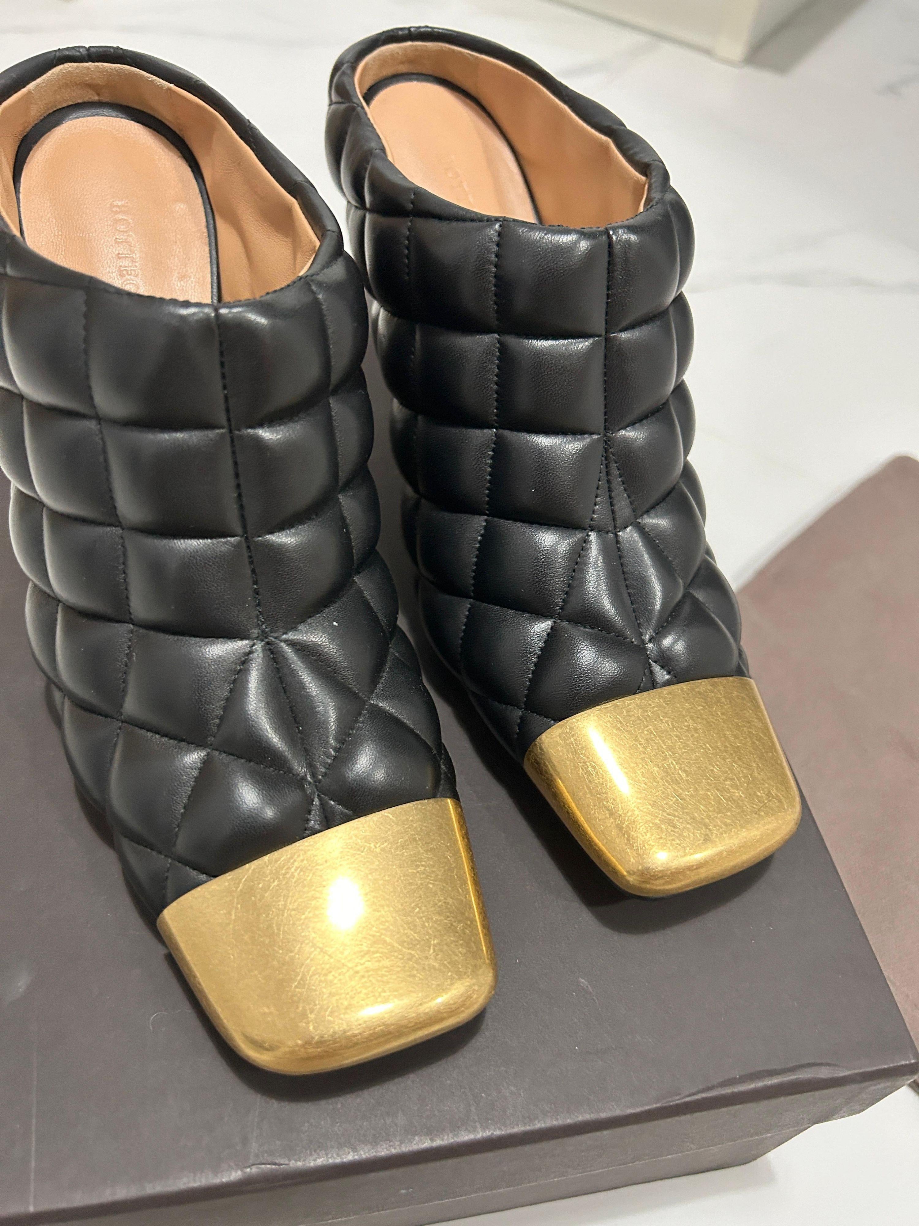 Bottega Veneta Black Quilted Leather Mules